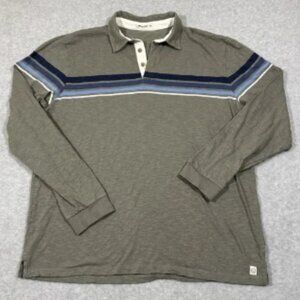 Marine Layer Polo Shirt Mens Green/blue‎ Stripe L/XL Alexander Rugby Long Sleeve